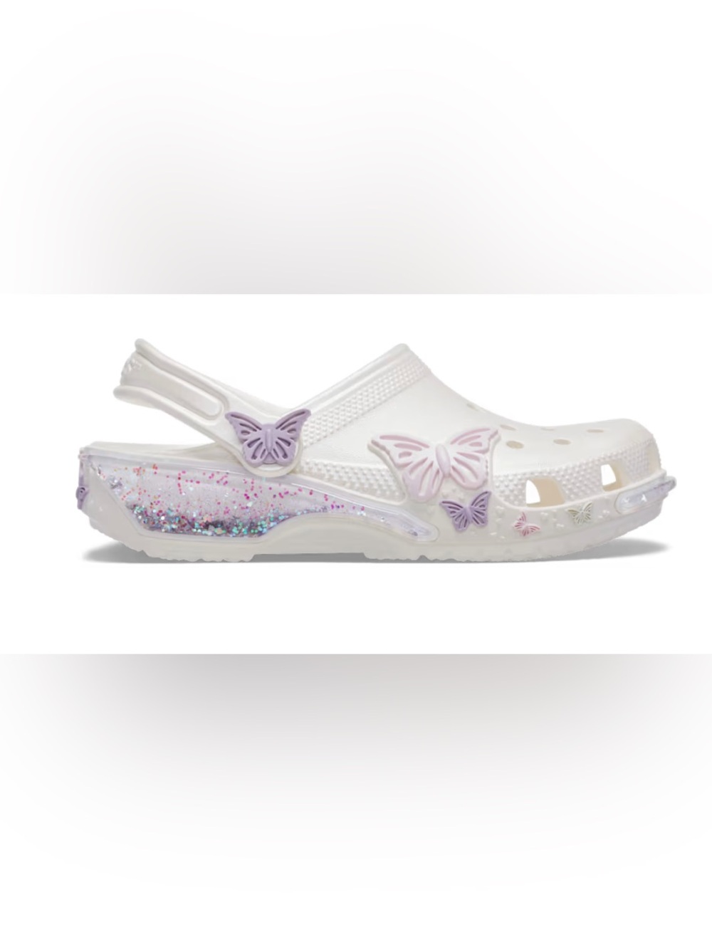 CROCS Kids White Clogs with Pink Mermaid Charm